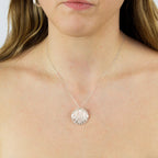 Beginnings Bamboo Stem Round Pendant with Cubic Zirconia