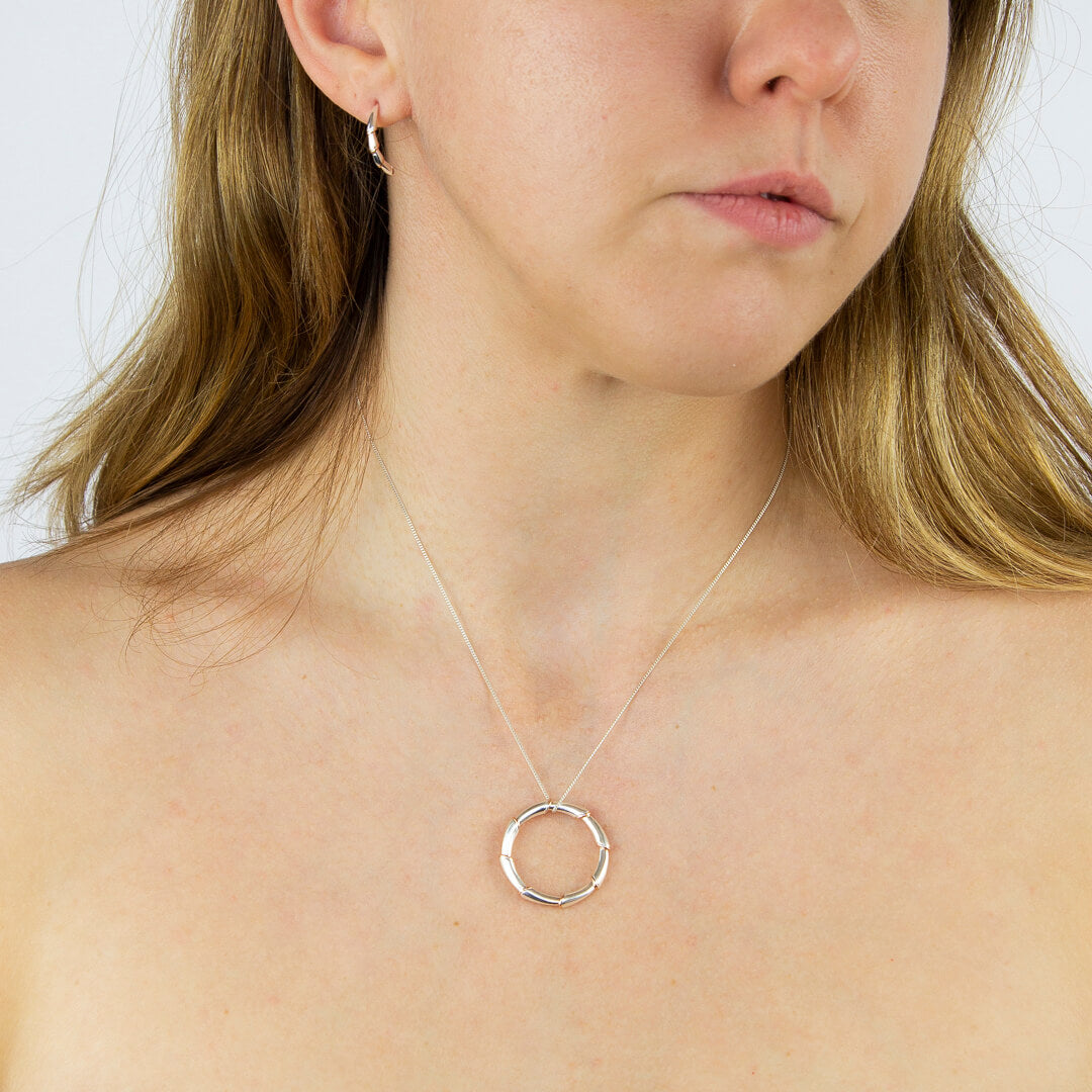 Beginnings Bamboo Stem Half Hoop Earrings with Rose Gold Plated Detail