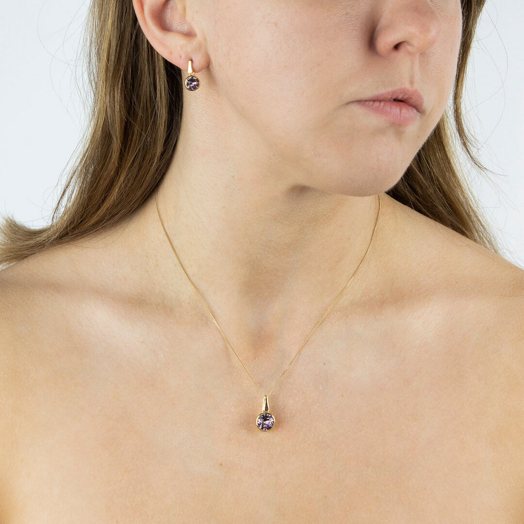 Beginnings Pillar Round Drop Pendant with Crystal