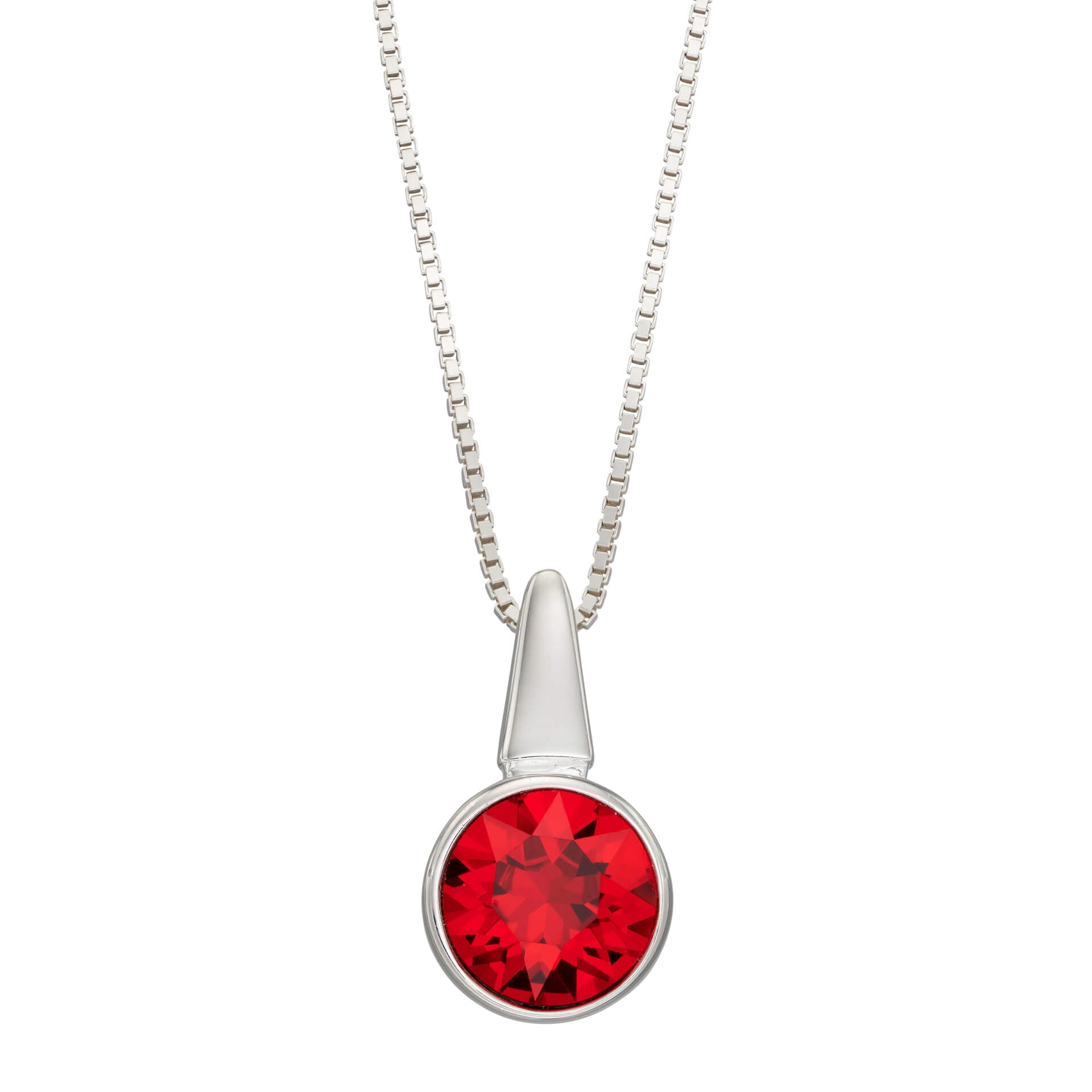 Beginnings Pillar Round Drop Pendant with Crystal