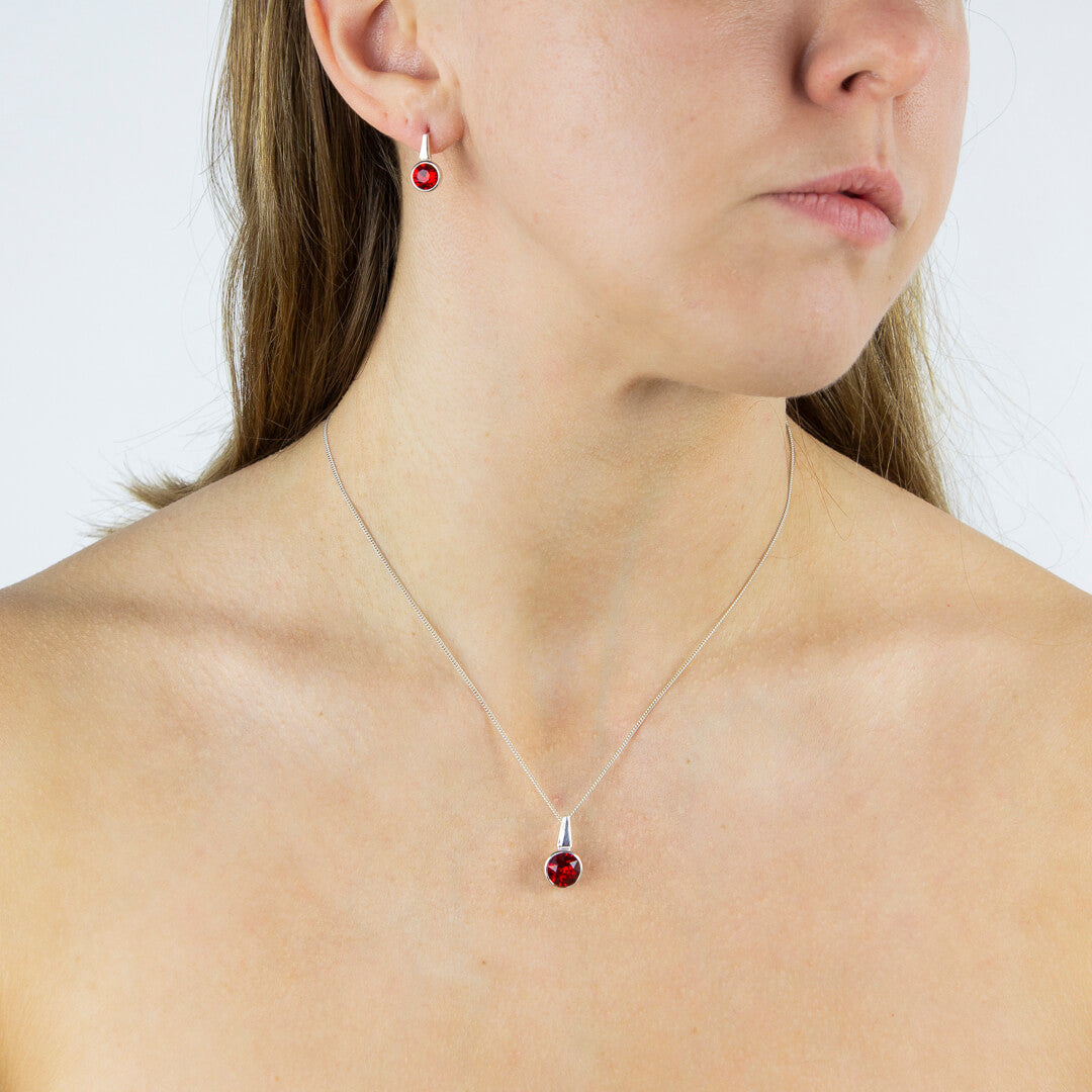 Beginnings Pillar Round Drop Pendant with Crystal