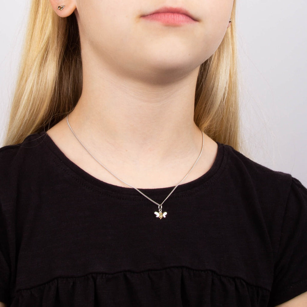 D For Diamond Enamel Bee Necklace with Diamond