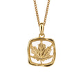Beginnings Organic Square Pendant with Enclosed Leaf