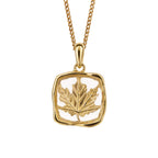 Beginnings Organic Square Pendant with Enclosed Leaf