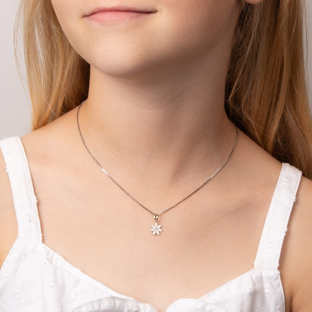 D For Diamond Daisy Flower Pendant with Enamel and Diamond