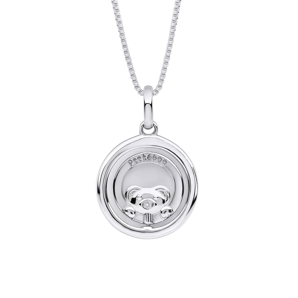 D For Diamond Teddy Bear Peekaboo Spinning Pendant with Diamond