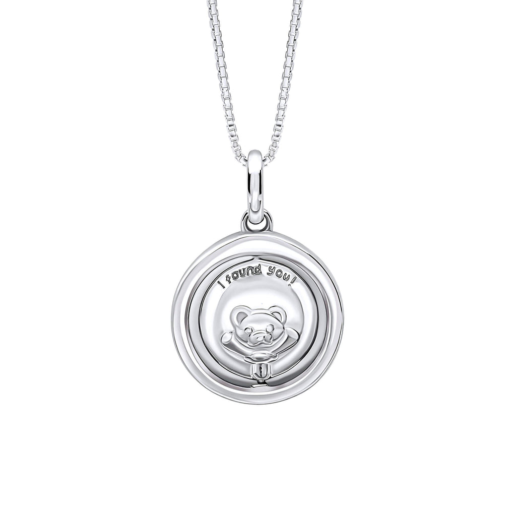 D For Diamond Teddy Bear Peekaboo Spinning Pendant with Diamond