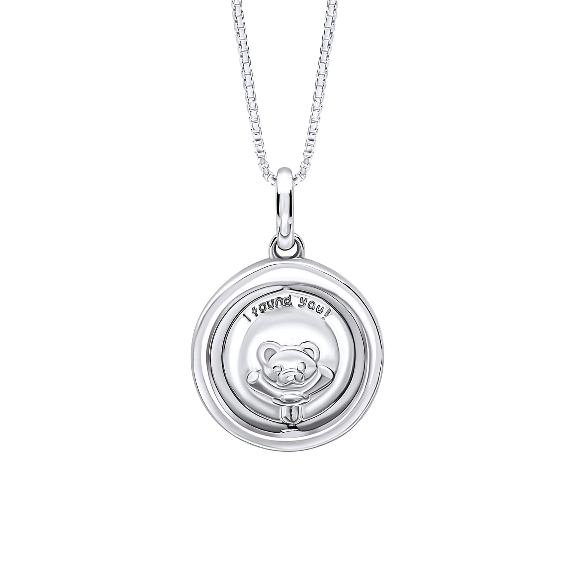 D For Diamond Teddy Bear Peekaboo Spinning Pendant with Diamond