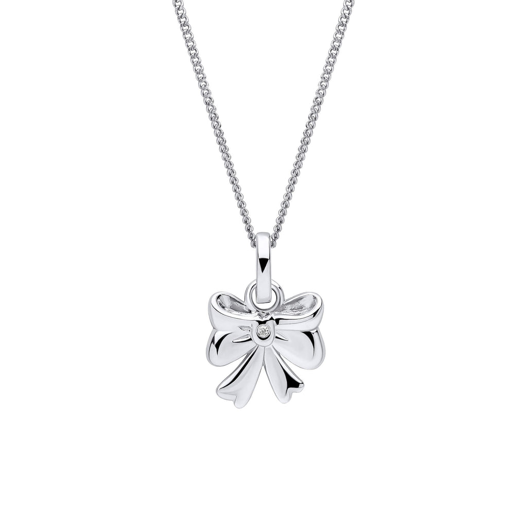 D For Diamond Bow Pendant with Diamond