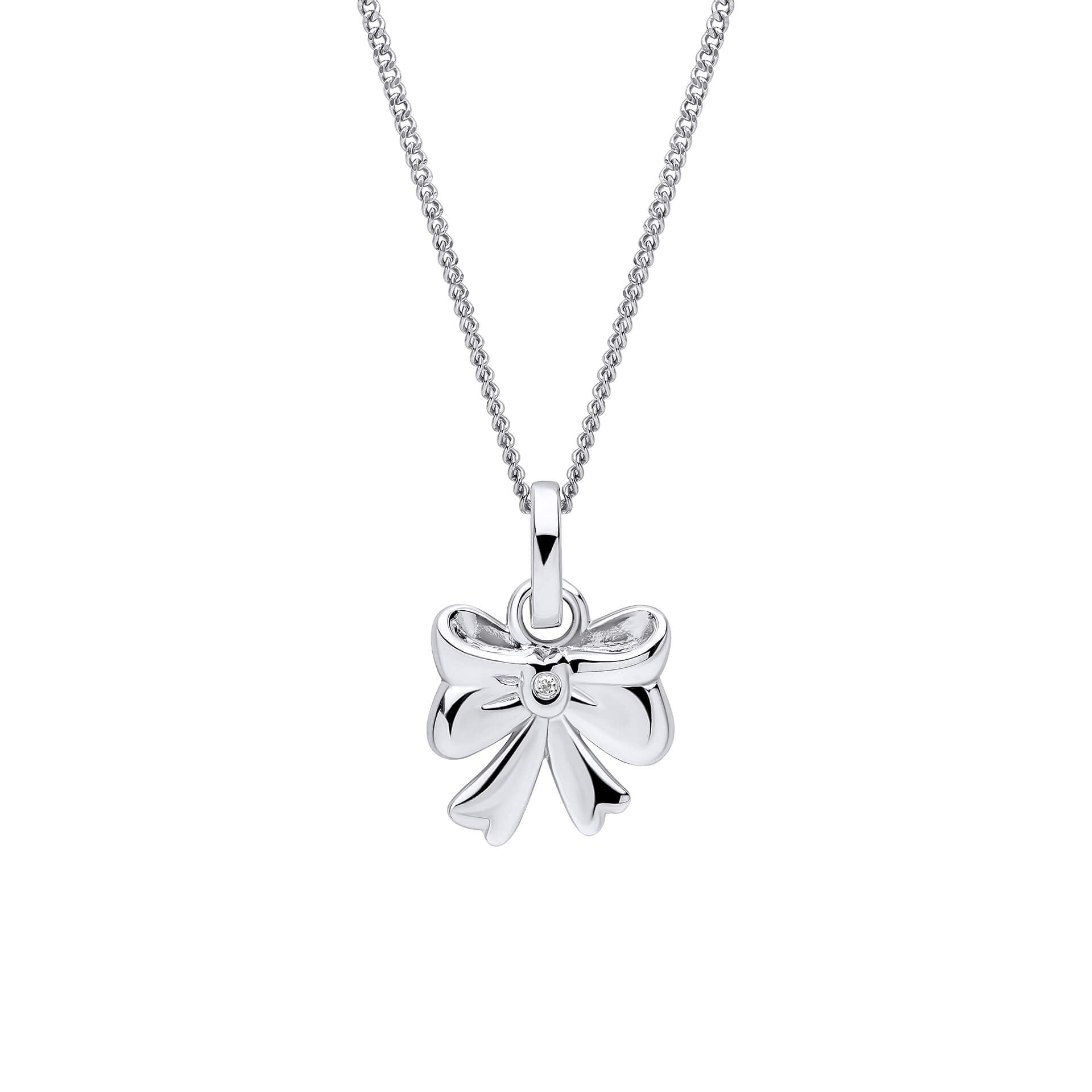 D For Diamond Bow Pendant with Diamond