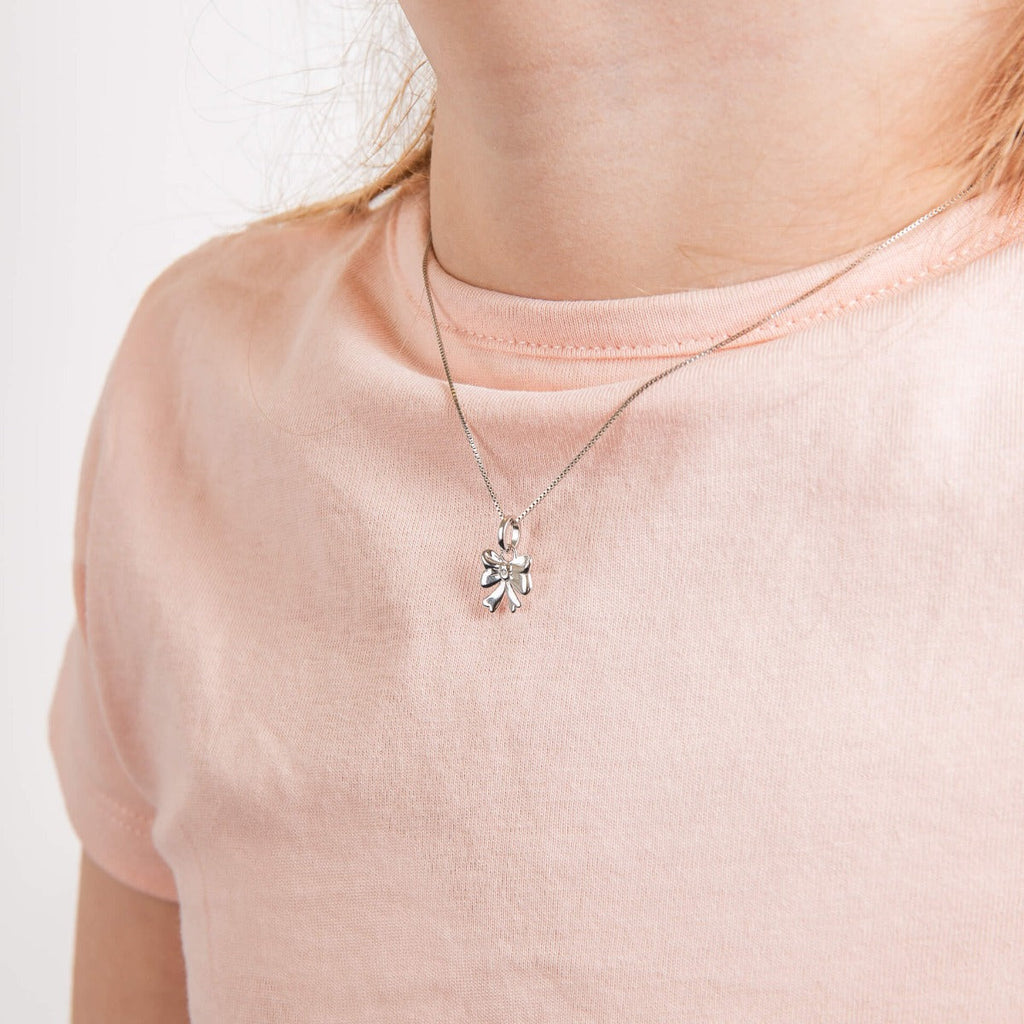 D For Diamond Bow Pendant with Diamond