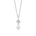 D For Diamond Flower Pendant with Freshwater Pearl Drop and Diamond