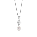 D For Diamond Flower Pendant with Freshwater Pearl Drop and Diamond