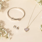 D For Diamond Mother of Pearl Heart Expandable Bangle with Diamond