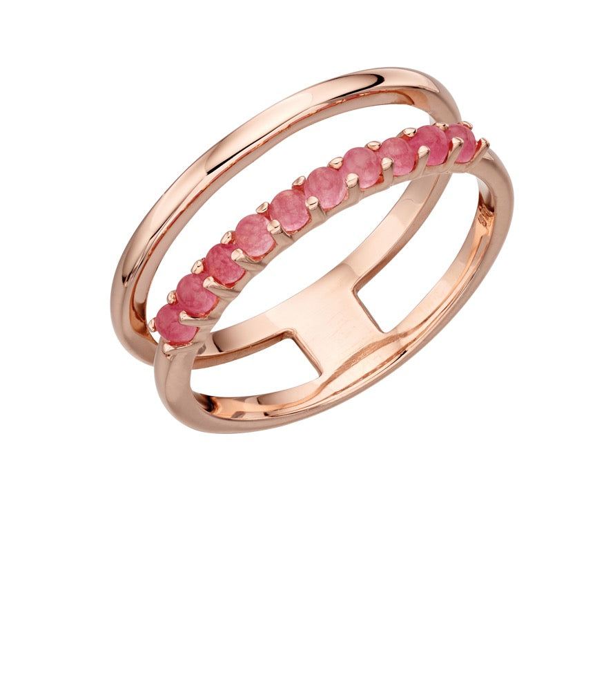 Beginnings Pink Jade Double Bar Ring
