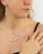Beginnings Hammered Disc Earrings with Yellow Gold Detail