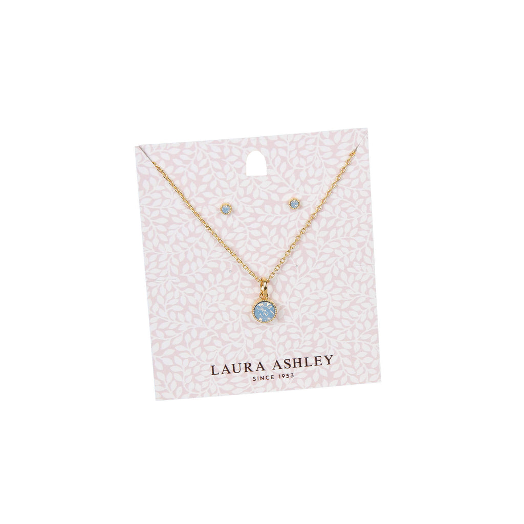 Laura Ashley Fashion Stippled Earrings and Necklace Set